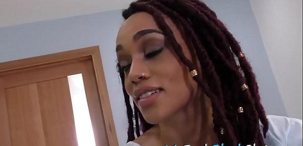 Ebony babe gets pussy cum filled